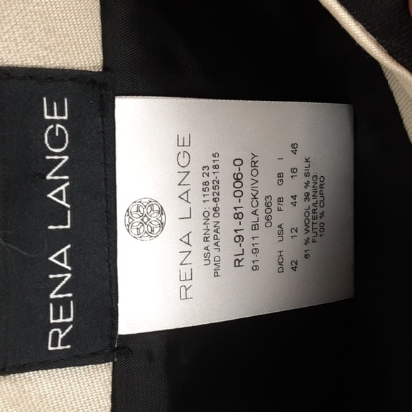 Rena Lange Wool Silk Blend Color Block Black Cream Skirt - Picture 7 of 7